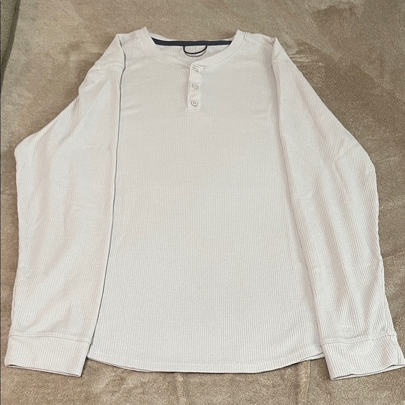 All in Motion Men's Light Egg Shell Long Sleeve Henley - Picture 1 of 4